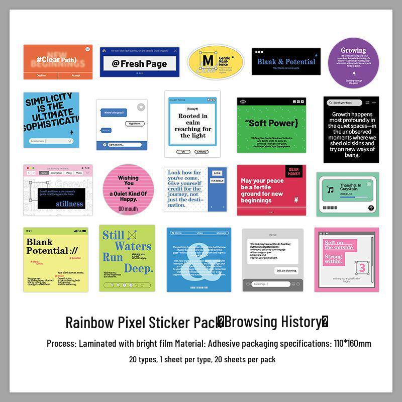 

Infeel.Me Rainbow Pixel Series Self-Adhesive Korean-Style Decorative Sticker Pack for Suitcases