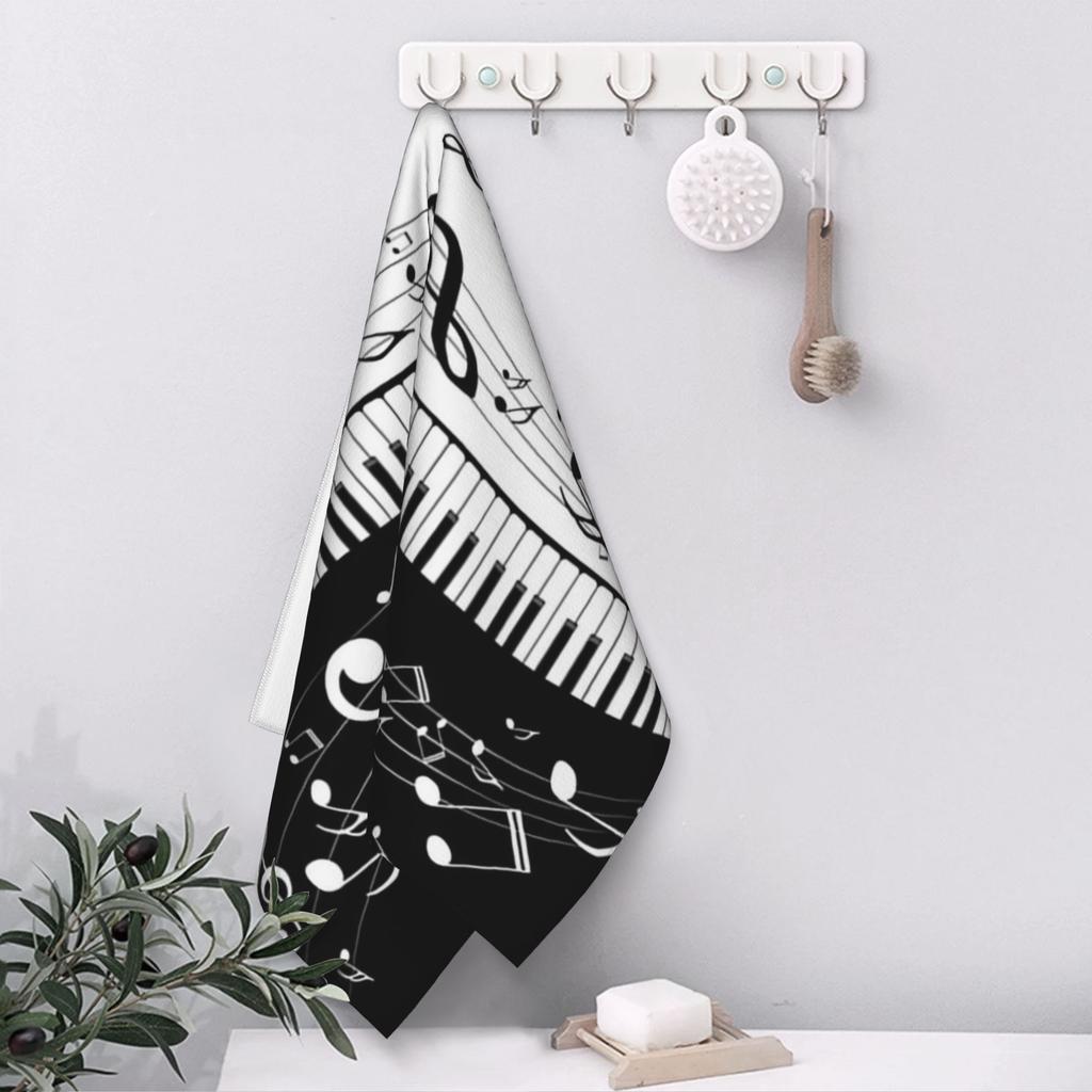 Abstract Piano Keys With Musical Notes Soft Face Towel Quick Dry Pool Bath Cotton Towels Breathable