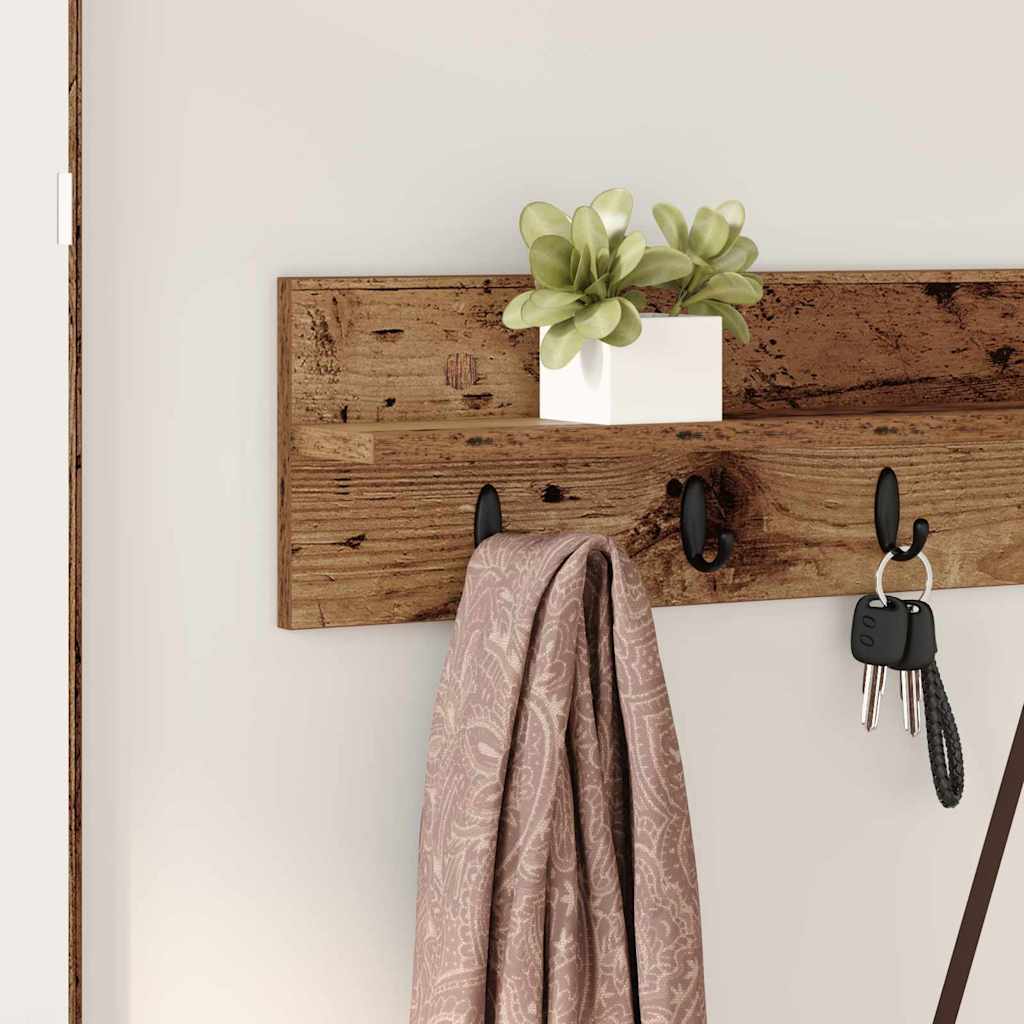 Wall mounted nightstand rustic wood look 100 x 10.5 x 18 cm