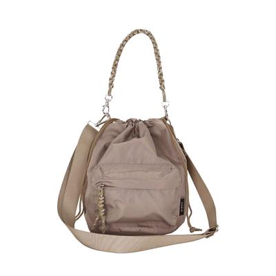 SOBIA Cord Knit Drawstring Shoulder Bag for Crossbody Size F [JOKnet] 2-Way Women, Handbag, Bucket-Shaped, Beige,