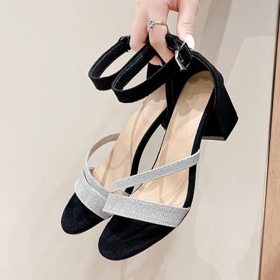 Zapatos De Mujer 2024 Summer New Fashion Chunky Heel Buckle Fashion High Heeled Sandals Tide Big Size Women Open Toe Roman Shoes