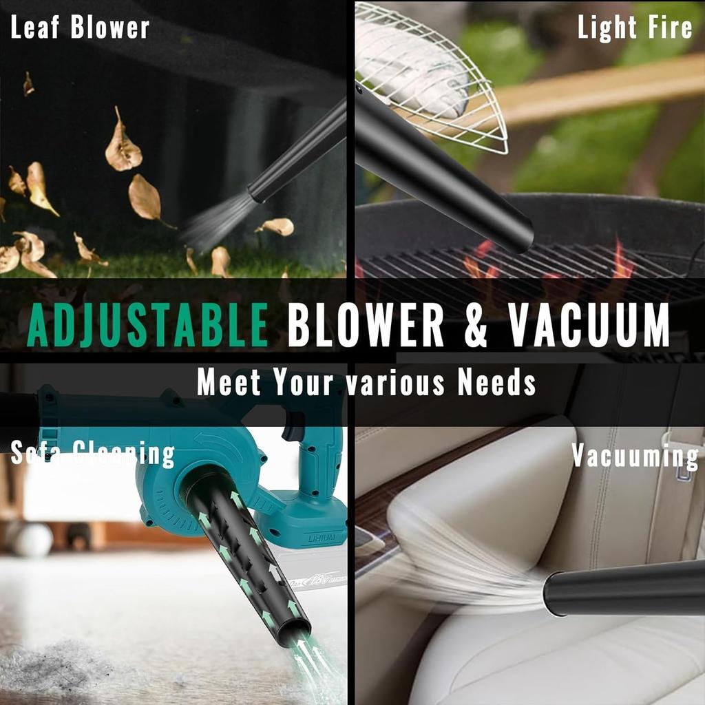 Cordless Leaf Blower with 2 x 3.0 Ah Batteries and Charger, 200 km/h Electric Leaf Blower for Makita, Electric Air Blower Battery Leaf Blower