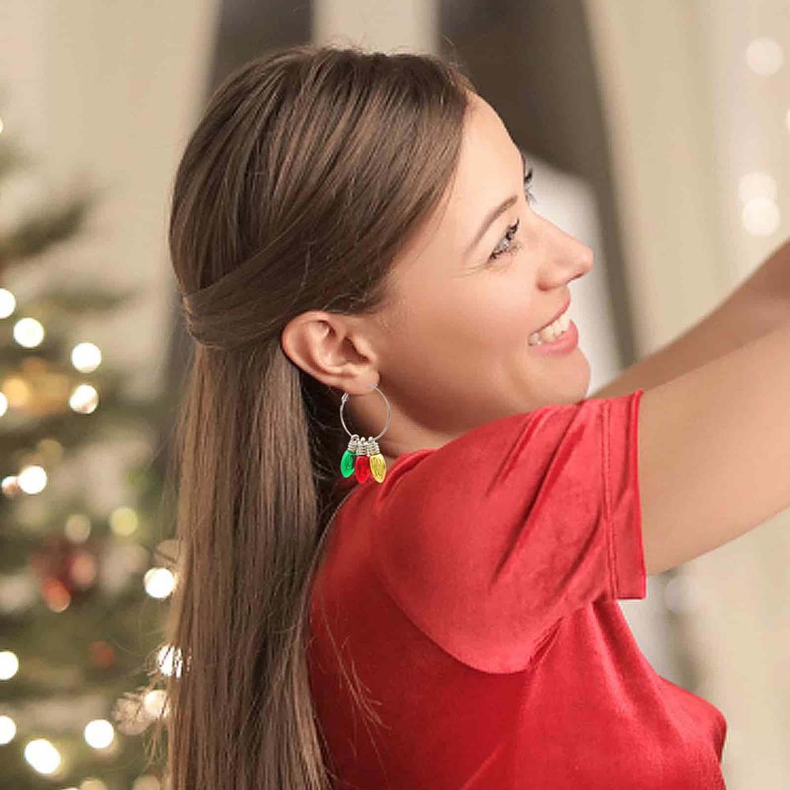 

Серьги-кольца-лампочки с подвесками для женщин и девочек, фестиваль