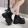 Fashion 10CM New Women Winter Chunky Ankle Snow Boots High Platform Fur Shoes Wedge Heels Plush Warm Short Boots Leather Chelsea Botas