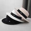 British Style Retro Woolen Top Hat Women's Autumn and Winter Fashion Versatile Belt Buckle Flat Top European and American Black Jazz Hat Men