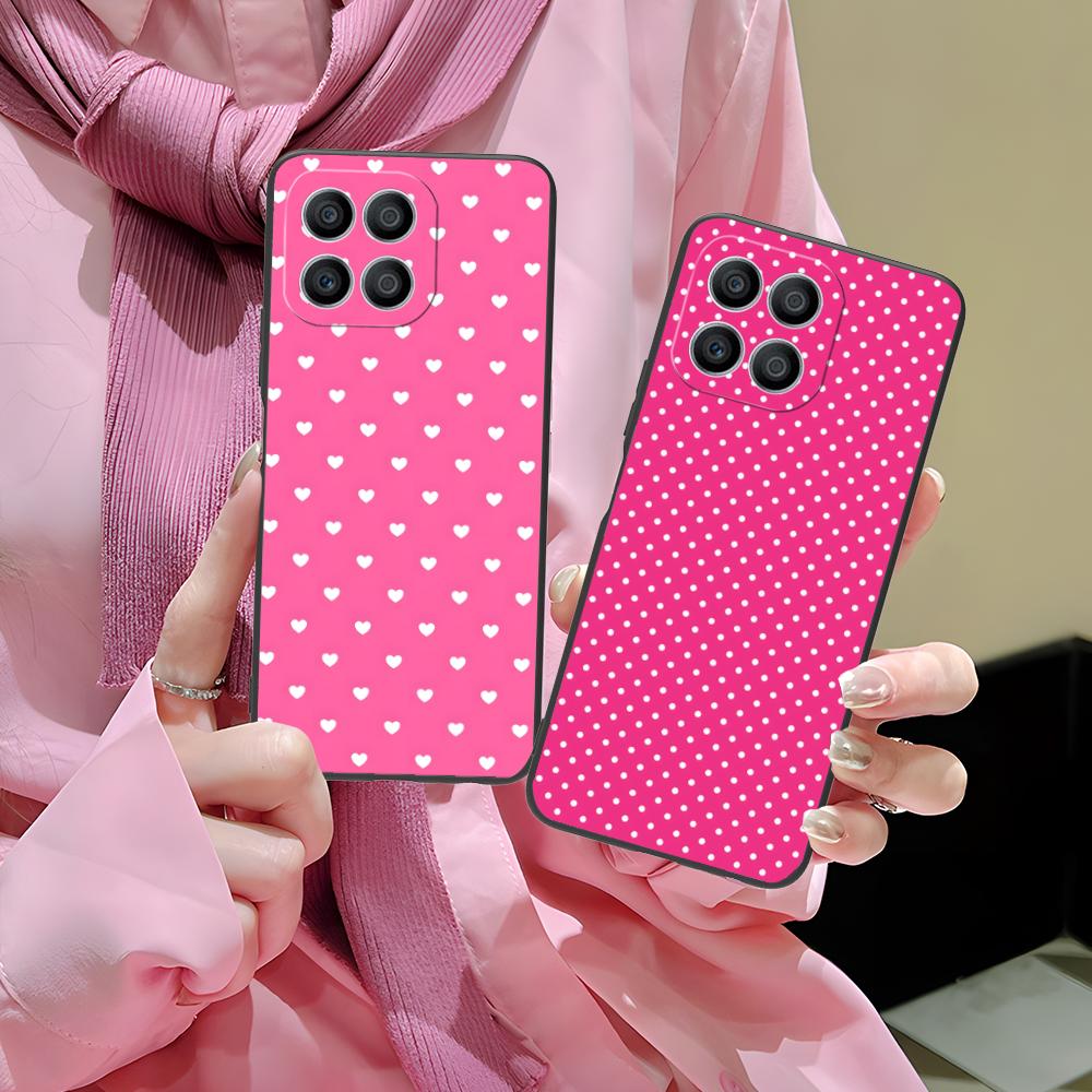 Pink Point Heart Mobile Phone Case for Honor 90 80 70 60 50 30 20 10 9 8 7 Pro S SE Lite 5G Colorful Printing Cover Pretty Cover