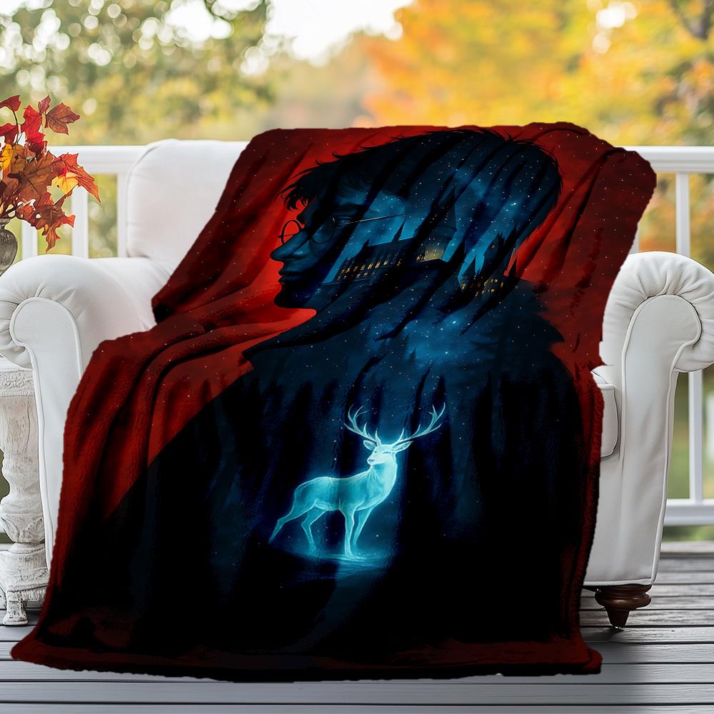 1pc Harry Potter,Hogwarts,Patronus Outdoor Flannel Throw Blanket All Season Soft Warmth,Home Decor 1031176