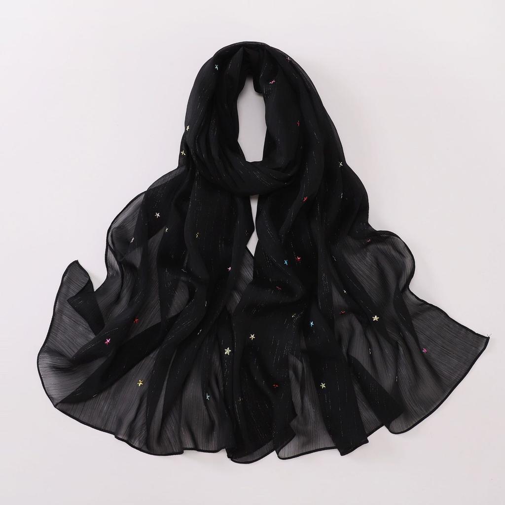 Silver Star Hot Drilling Chiffon Long Scarf Ethnic Fashion Women