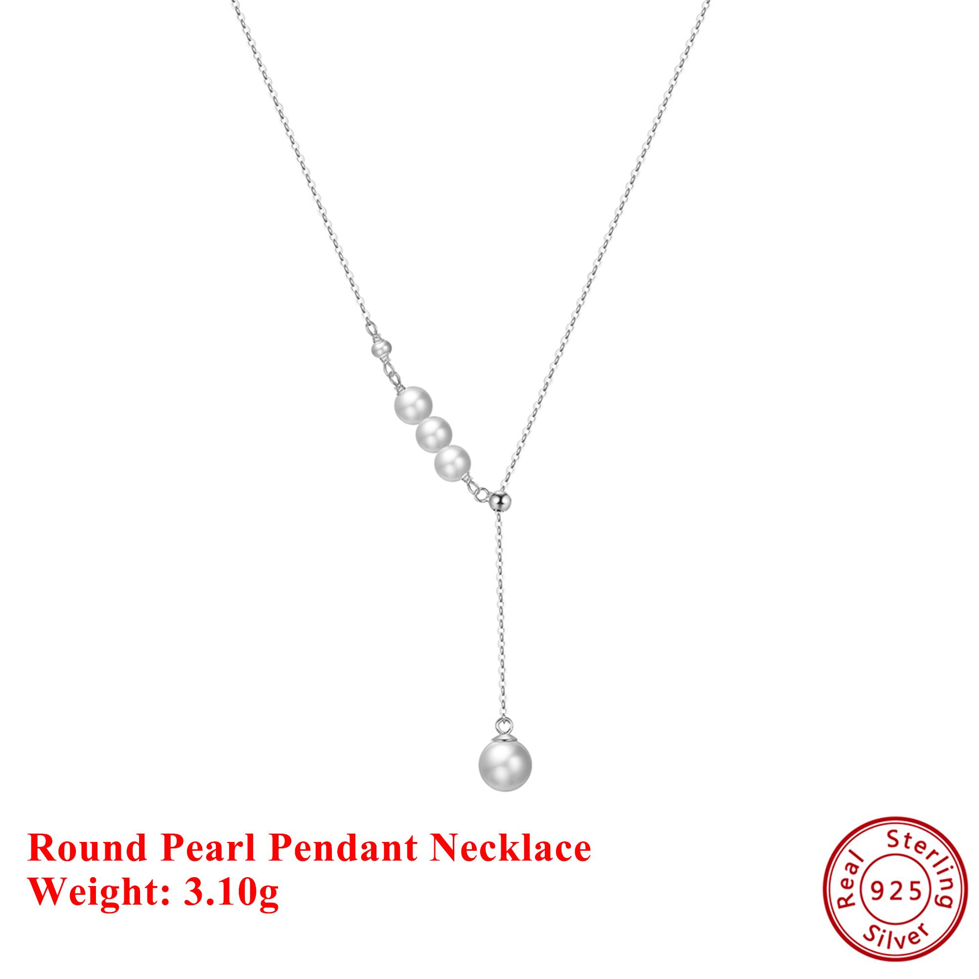 

EFFIE QUEEN Genuine 925 Silver 14k Gold Round Freshwater Pearl Pendant Necklace Trendy Jewelry for Women Wedding Party GPN18 серебряный
