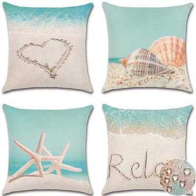 Waterproof Summer Decorative Outdoor Pillow Pillow Case Linen Starfish Shell Pillow Case