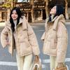 Corner buckle hooded down cotton cotton jacket women's short loose thickened small winter cotton-padded coat
