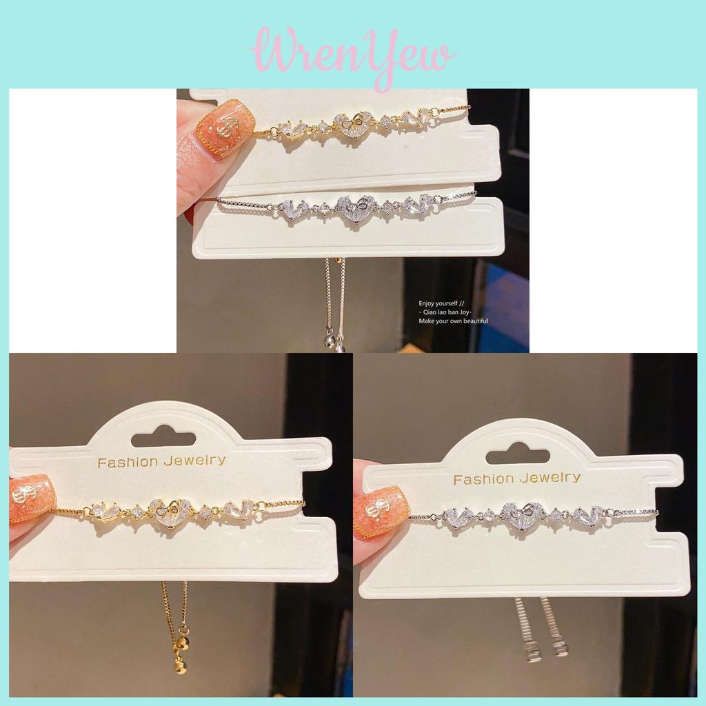 Retro Silver Heart Pendant Hand Chain With Cubic Zirconia For Female Fashion Accessory