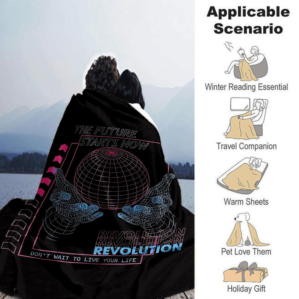 1pc FUTURE REVOLUTION Soft Flannel All Season Throw for Home, Office, Outdoor UseDurable Comfort Soft Warm Throw for Home