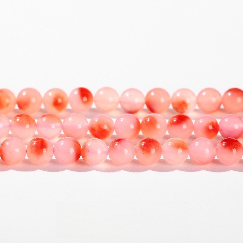 Red Chalcedony Floating Jades Natural Stone 15" Smooth Loose Spacer Beads 4/6/8/10/12mm for Jewelry Making DIY Bracelets Charms Accessories