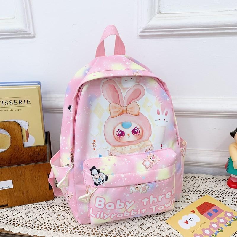 Plush Cute Cartoon Rabbit Letter Printed Children Backpack For School Use