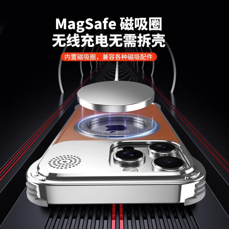 Leder Handyhülle iPhone 16 Pro Max 15 Magnetischer drehbarer Ständer Stoßfest Sturzfest Schutzhülle