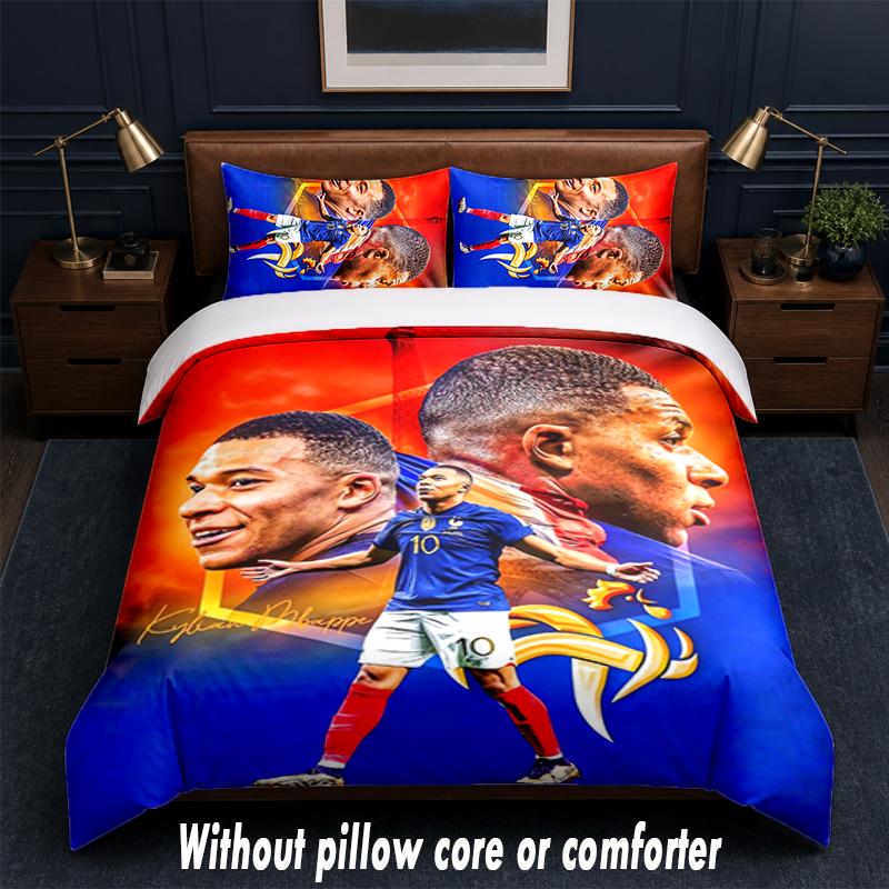 Kylian Mbappe Design Bed Bedding Set 1 Duvet Cover + 2 Pillowcases Soft Breathable Household Bed Linens