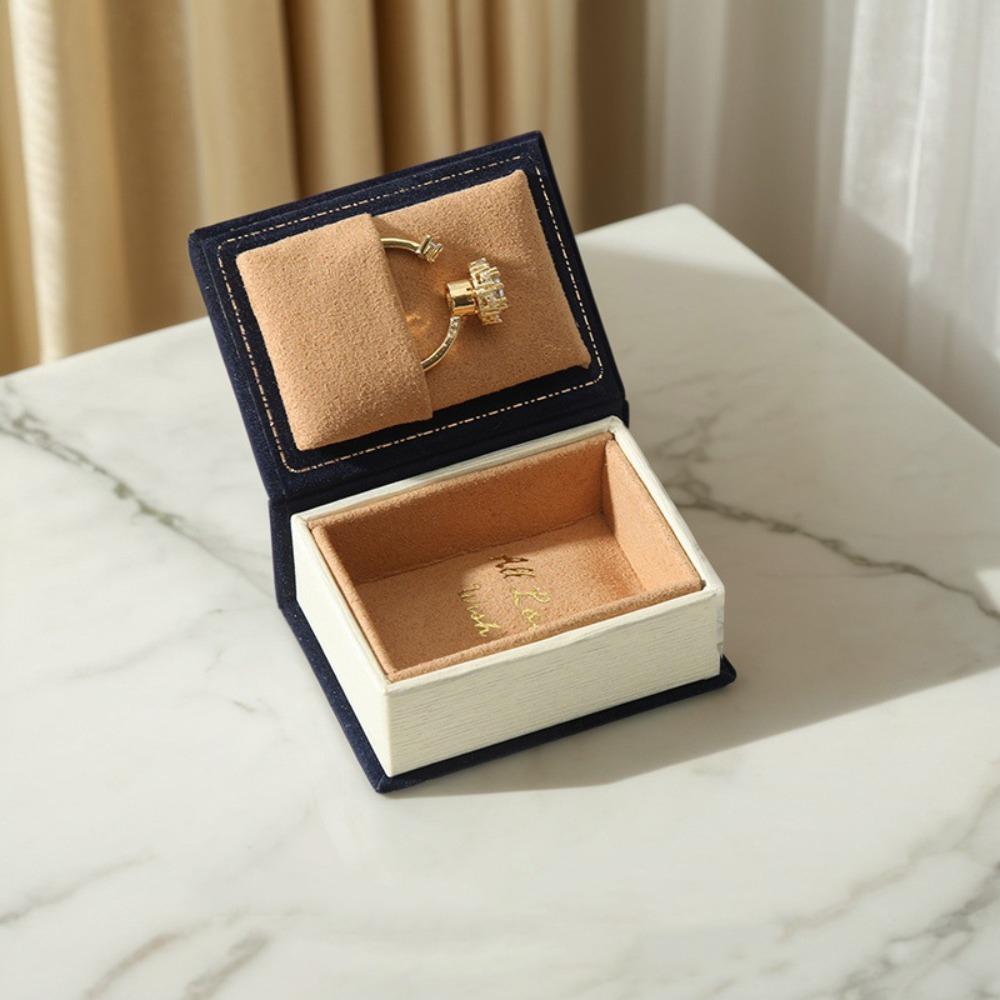 Creative Engagement Ring Case Velvet Jewelry Packaging Durable Book Shape Ring Box  Travel