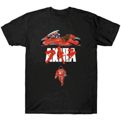 1980s Japanimation Film Akira T-Shirt Short Sleeved Men's Cotton T Shirt Black