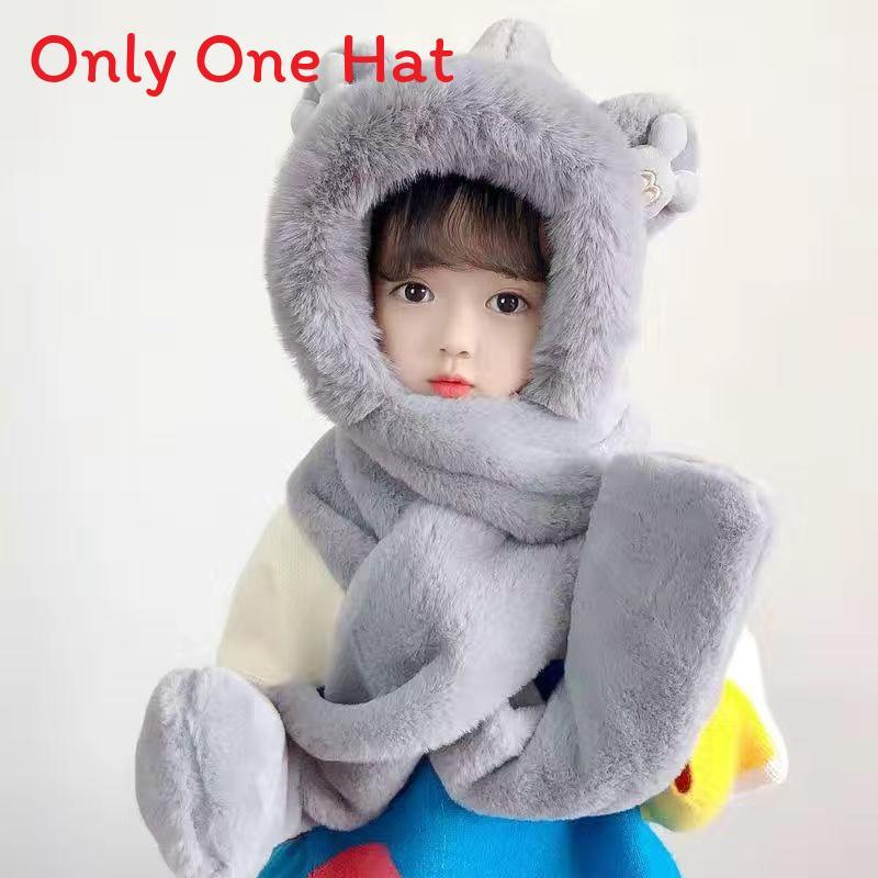 

Kids Bear Beanie Set With Fuzzy Plush Cap And Scarf For Cold Weather Winter Accessories Kids Gray