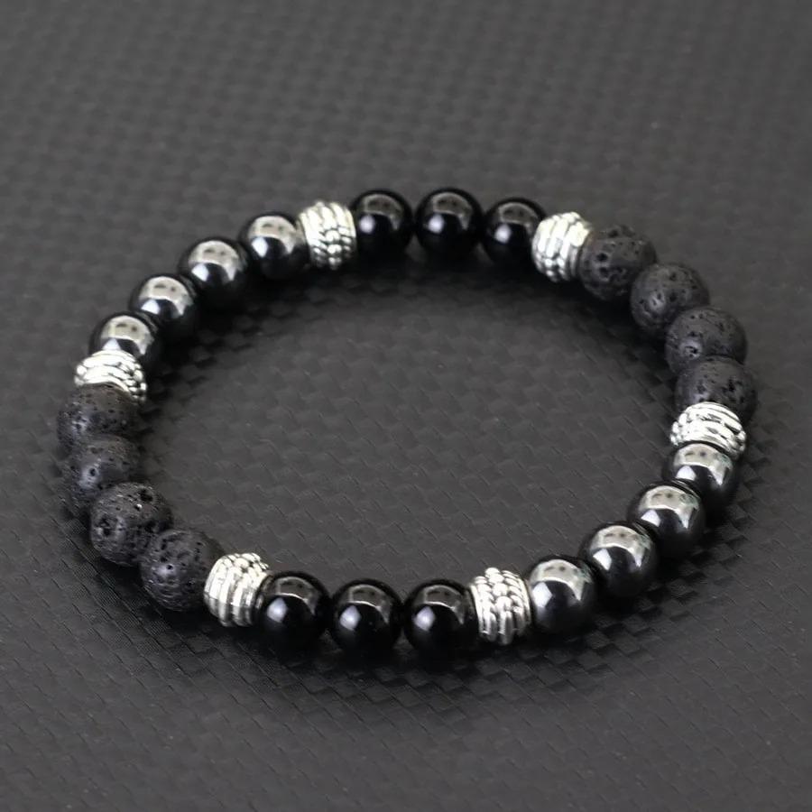 7 Stylów Koralikowa Bransoletka Dla Mężczyzn Naturalne Tygrysie Oko Skała Wulkaniczna Kamień Hematytowy Bransoletka Rekreacyjna Pulseira Unisex Prezent dla Chłopaka