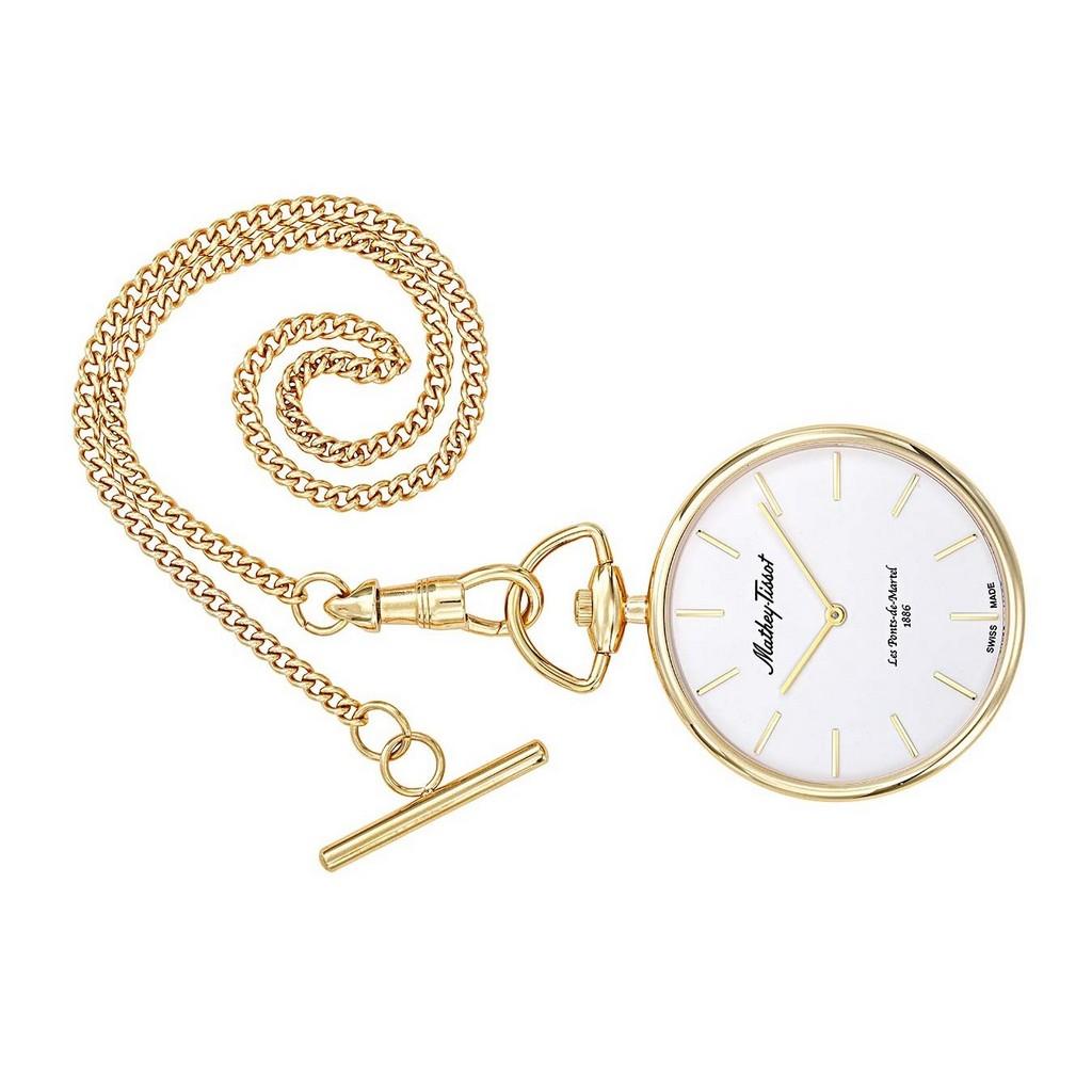 Mathey-Tissot Gold Tone Stainless Steel White Dial Quartz P2PI Unisex Pocket Watch