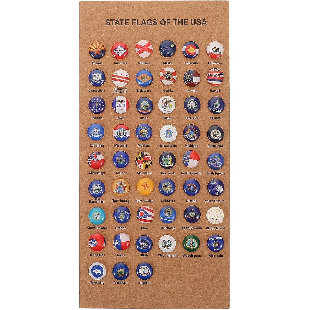 USA 50 Bundesstaaten Flagge Reißzwecken, Dekorative Pinnnadeln für Pinnwand Reisekarten-Pins Büro und Klassenzimmer (51 Teile + Pinnwand)