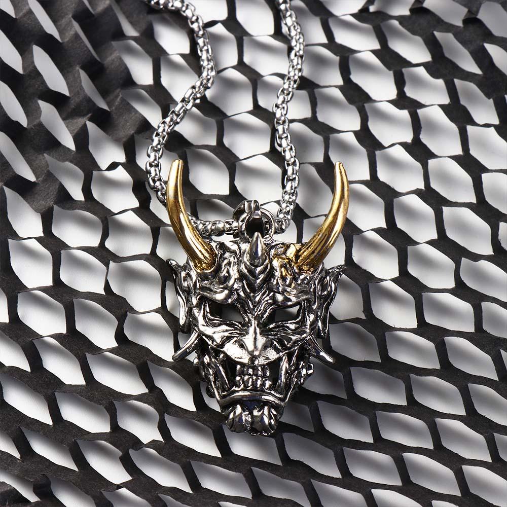 Cool Creative Stainless Steel Exaggerate Wheat Chain Ox Head Choker Man Necklace Clavicle Chain