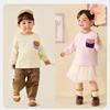 Mini Balabala Kids' Color-blocked Pure Cotton Long-Sleeve T-Shirt