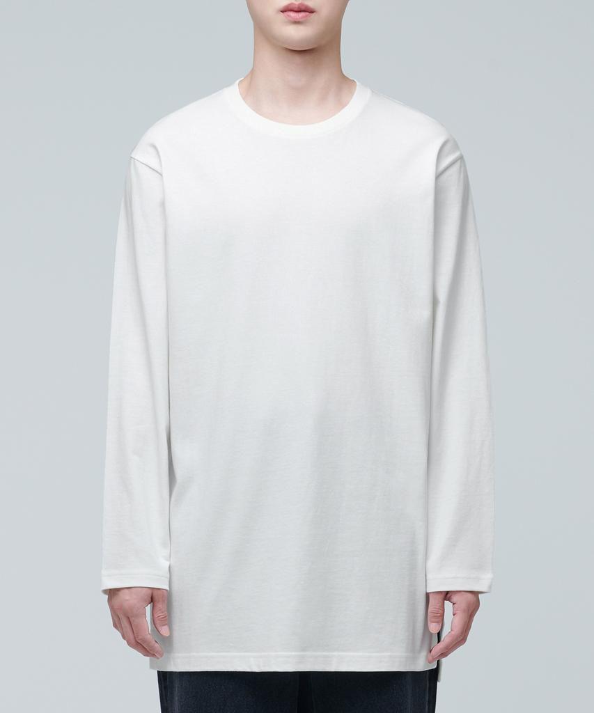 MUSINSA STANDARD Layered Crew Neck Long Sleeve T-Shirt_Long Length [Cream]