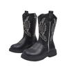 Girls Chelsea Boots Mid-Calf Soft Sole Embroidered Vintage Style Winter Kids Footwear