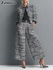 Nuovo Set Giacca da Donna Slim Fit con Collo Alto e Pantaloni a Gamba Larga