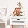 Tecknad Handmålad Ryggsäck Kanin Väggklistermärke Självhäftande för Barnrum Bakgrundsvägg Dekoration