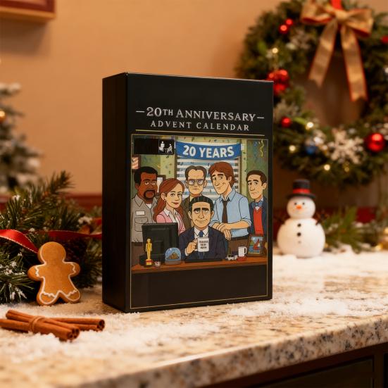 Office 20. Jubiläum Adventskalender 2025 24 Tage Acryl Ornament mit TV-Show Themen Weihnachts-Countdown Dekoration für Fans & Sammler