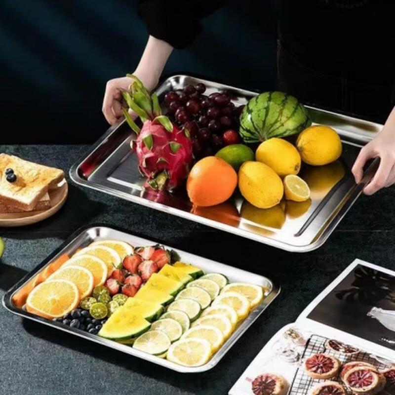 Guroo 304 Stainless Steel Rectangular Multipurpose Tray (5-Pack)