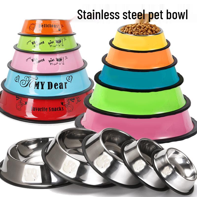 Miska dla zwierząt ze stali nierdzewnej z nadrukiem łapy i zabezpieczeniem przed rozlaniem – odpowiednia dla psów i kotów