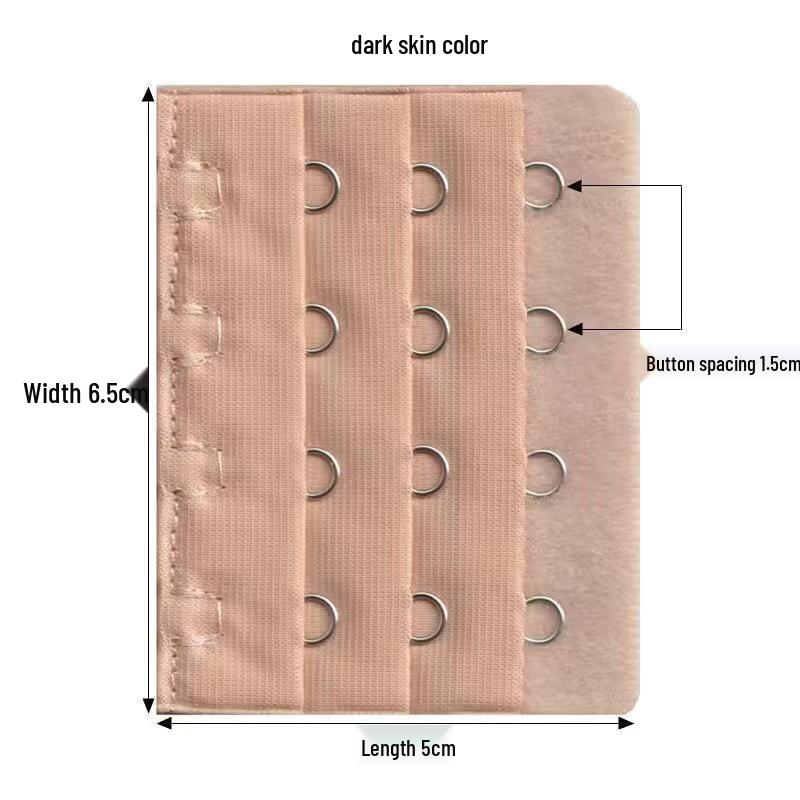 Kompaktní prodlužovač podprsenky: 4 řady, rozteč háčků 1,5 cm, 6,5 cm široké háčky z nerezové oceli