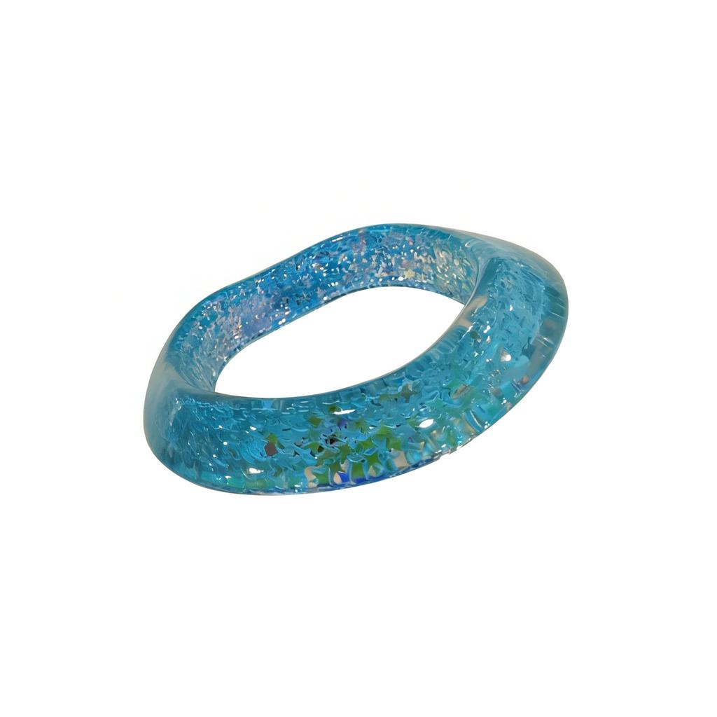 Fashionable Wide Bracelet With Irregular Design Sparkling Star Pattern Resin Bangle Stylish Womens Jewelry