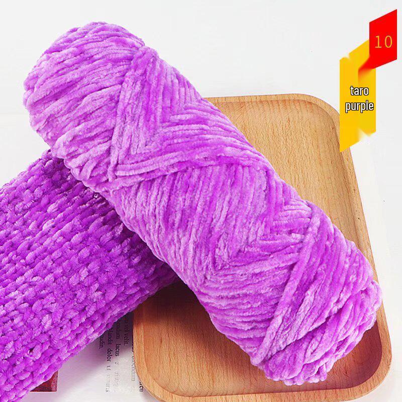 Chenille Golden Silk Velvet Yarn Ball - Medium Thick Glossy Yarn for Hand Knitting and Crochet Slippers.