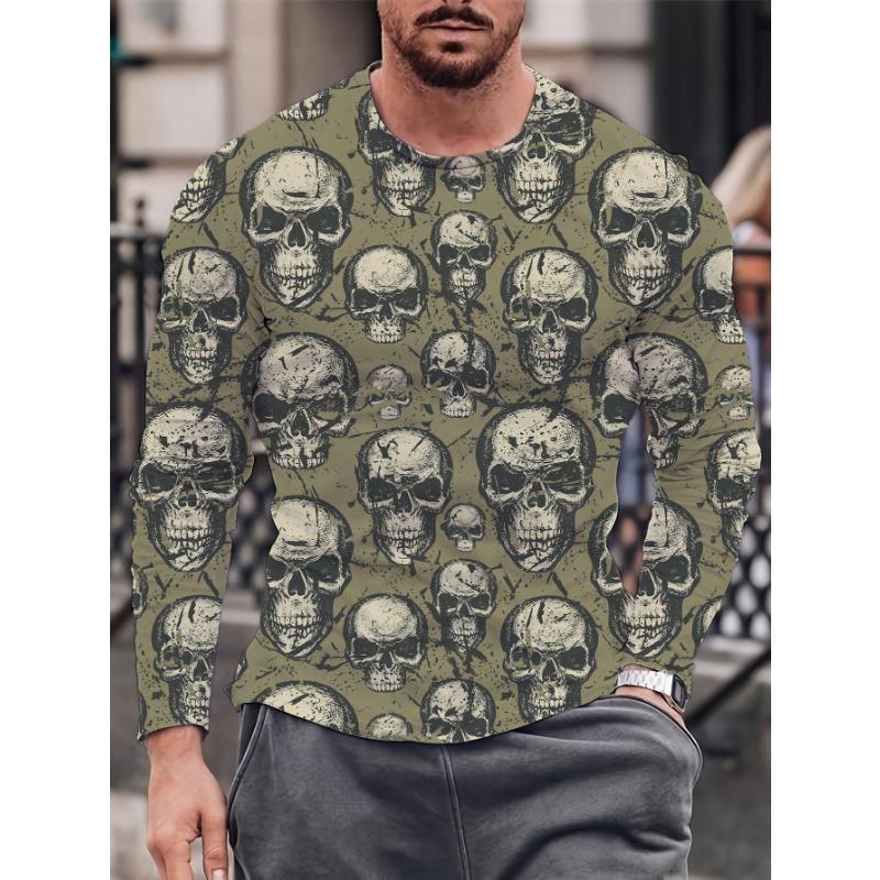 Fashion Pattern Printed T-shirt for Men and Women in Spring and Autumn Casual Outdoor Long Sleeved T-shirt Top Street Clothing