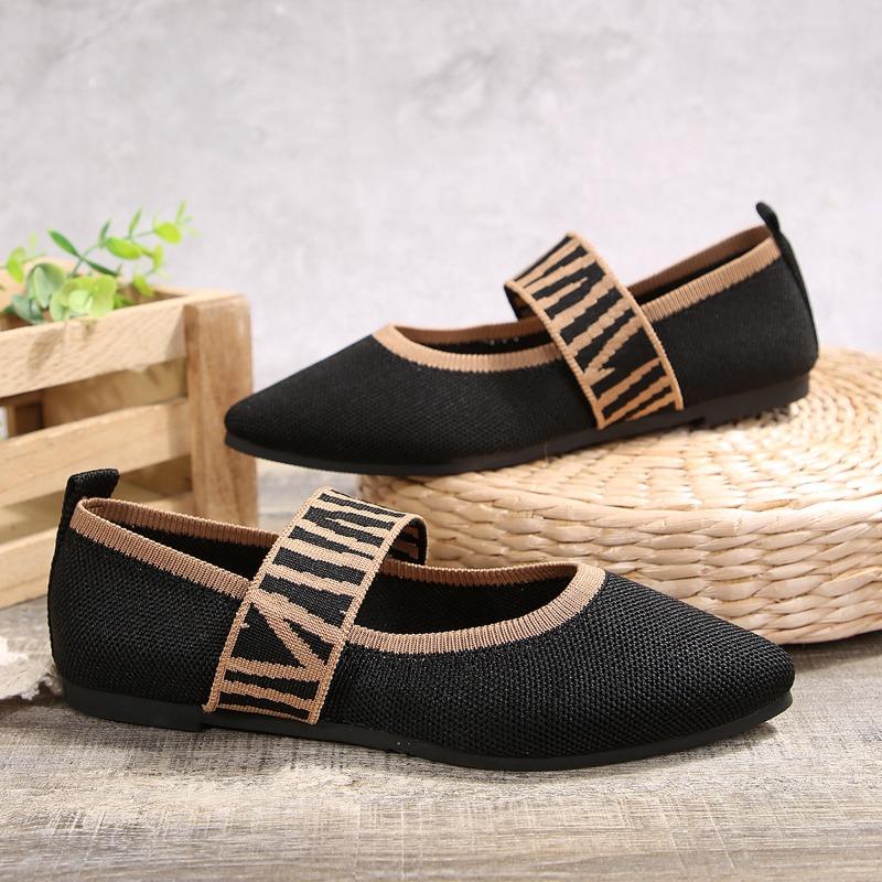 Flat Flying Weave Pointed Shallow Single Shoes Women's Breathable