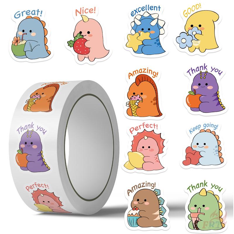 

500 шт./рулон Макаронный цвет Малыши Динозавры - Поощрение учителя Наклейки для награждения детей - Сделай сам Скрапбуки Альбом Декор Запечатывающие наклейки