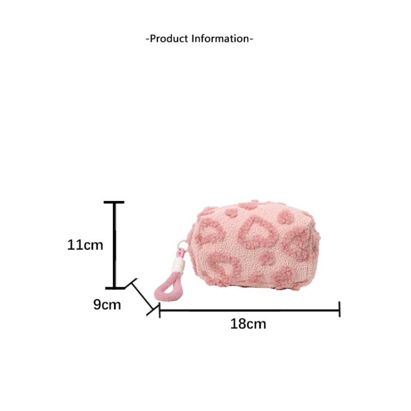 Chlupatá plyšová kosmetická taštička s leopardím potiskem, velkokapacitní, růžové kosmetické pouzdro, zipová taška, organizér na toaletní potřeby, pouzdro pro ženy a dívky