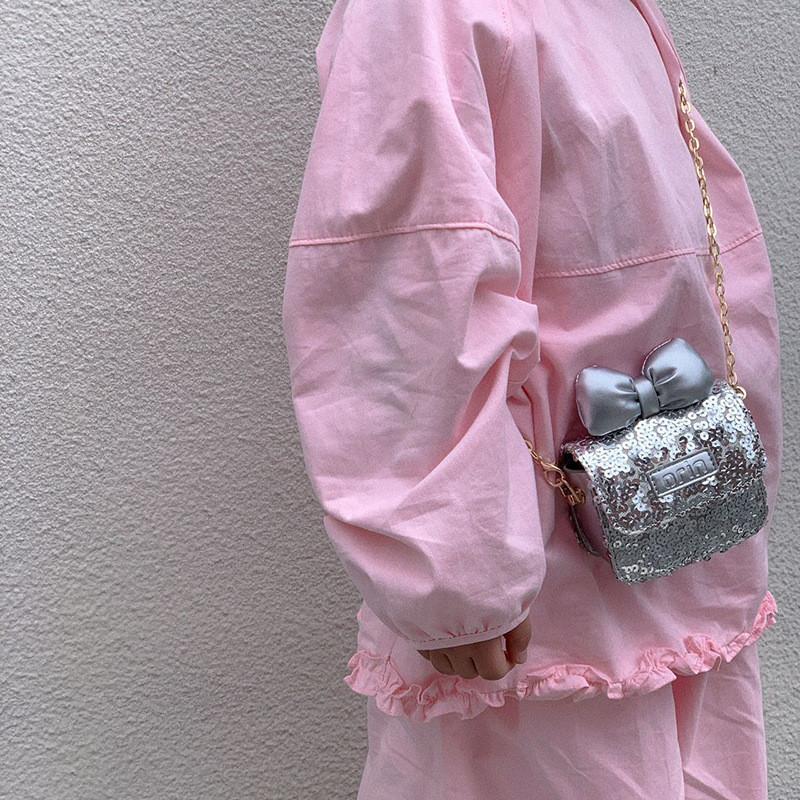 Crossbody Small Sequin Bag With Synthetic Material Trendy School Bag Girls For