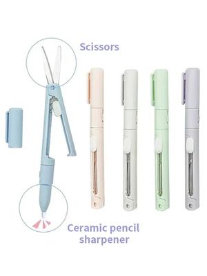 1 st Mini Bärbar Sax Pappersskärare Kniv 2 i 1 Multifunktionell Fickpenna Form Scrapbooking Snidning Skärning Konstverktyg