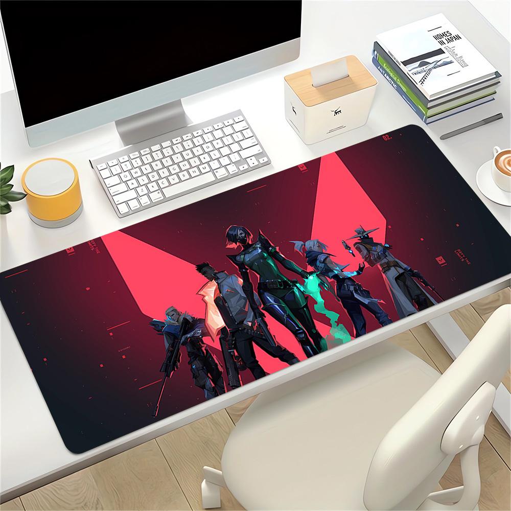 1pc Large Gaming Mouse Pad, UV Reactive Non-Slip Desk Mat, Washable PolyesterValorant, Agents, TeamworkComputer Pad with Vibrant Game Machin