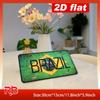 D Flat Printing Vintage Distressed BRAZIL with Brazilian Flag Pattern  Rustic Green Texture Aluminum Tin Painting License P
