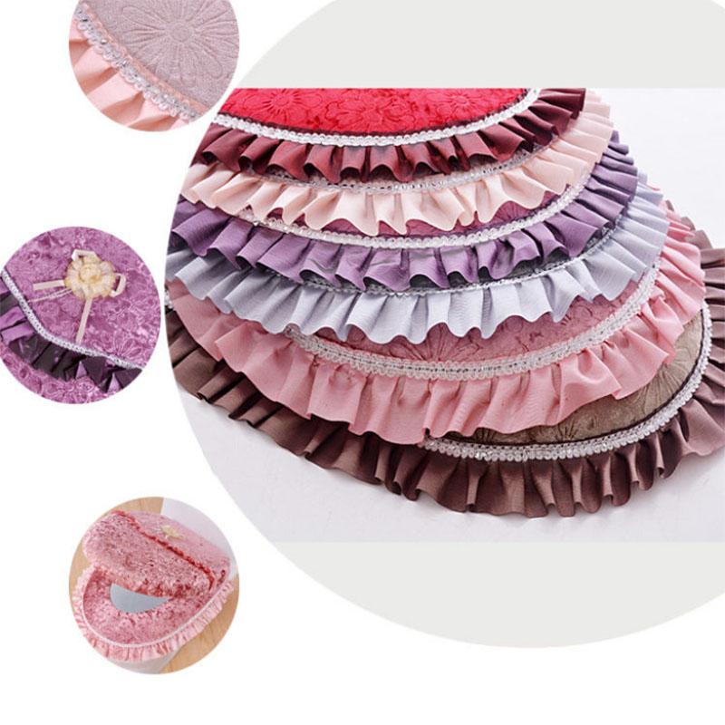 Zweiteiliges WC-Sitzkissen-Paste-Set aus goldenem Diamant-Samt und Spitze