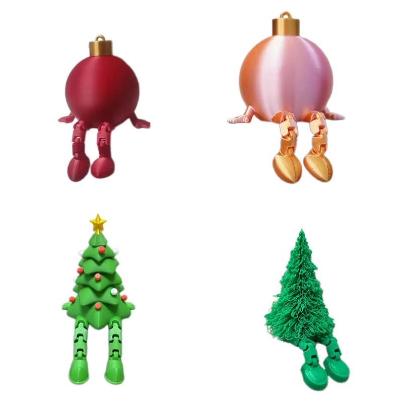Neue 3D-gedruckte Weihnachtskugel Weihnachtsbaumschmuck mit beweglichem Gelenk Weihnachtsdekorationen Festliche Tischaufsteller-Statue