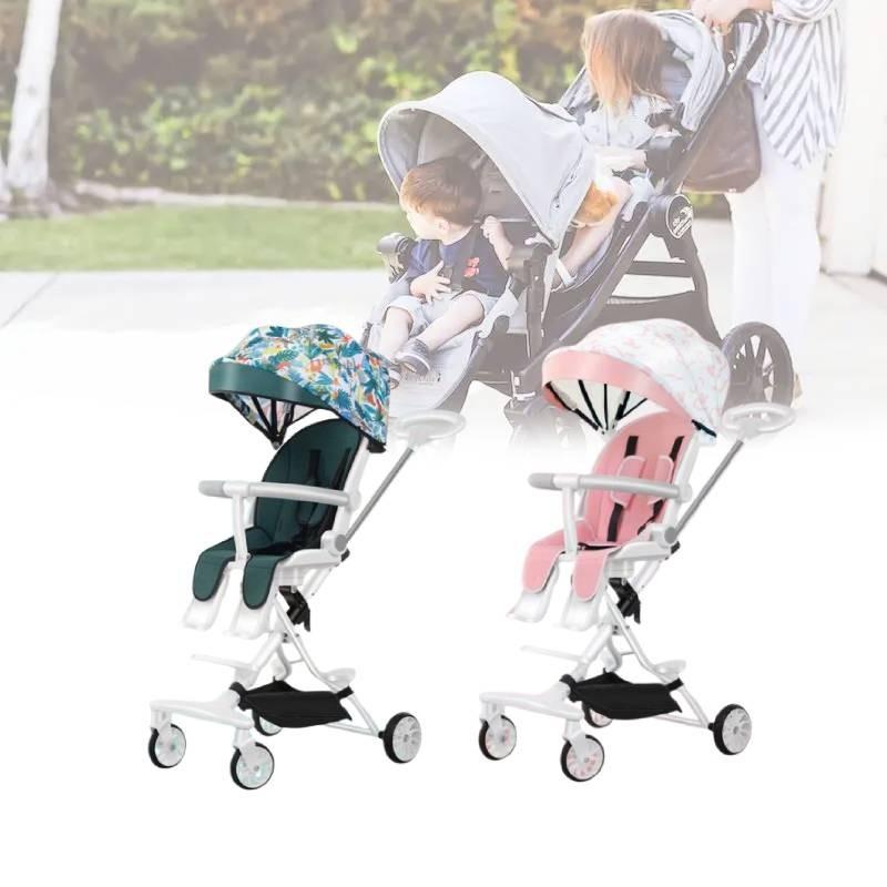 Ultra Stroller Kids Lightweight Foldable Convertible Seat One Rotation Button